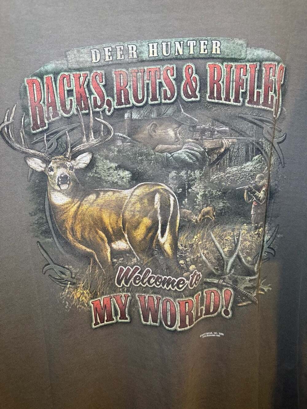 Buck Wear Deer Hunter Racks Ruts And Rifles Graphic T-Shirt - Picture 6 of 8